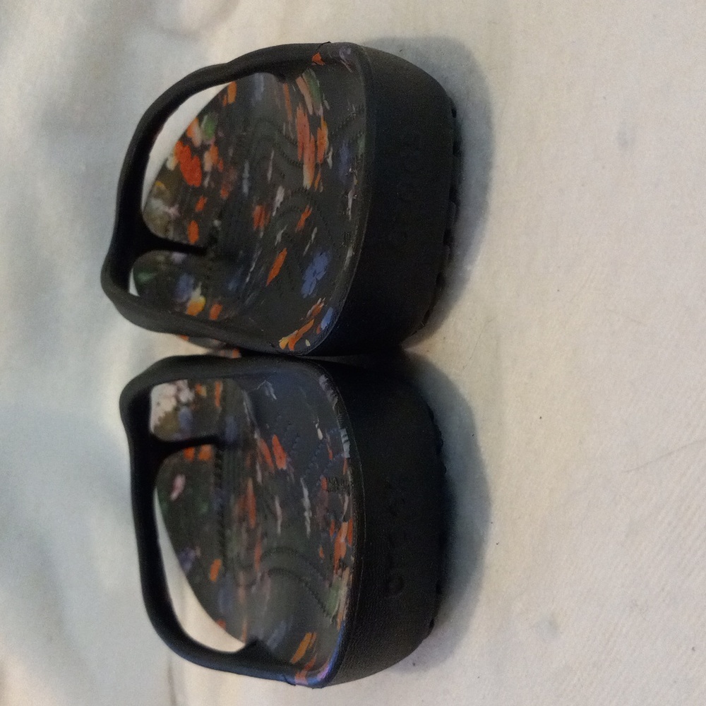 CROCS Women's Sandals - Black with Multicolor Floral Pattern - Picture 6 of 6